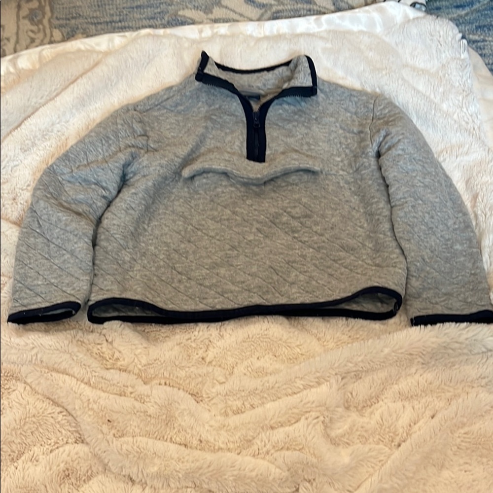 Janie and Jack Quilted Pullover with Navy Trim